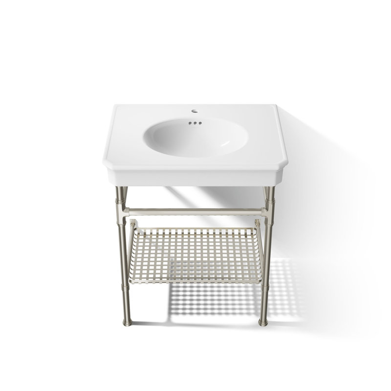 Lavabo de salle de bain console rectangulaire de 30 po Claude by Studio McGee, Blanc / nickel poli éclatant