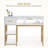 Varduhi Modern Manicure Table with Drawers, Glass Top Nail Desk with Storage Shelves