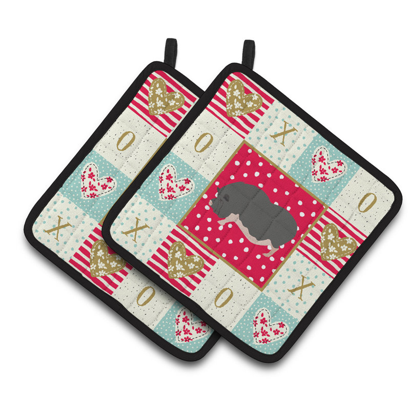 Caroline's Treasures Polyester Potholder Set, Vietnamese Pot-Bellied Pig