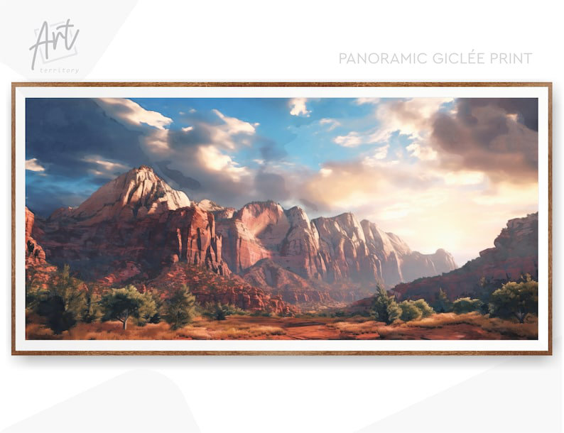 Parc national de Zion, très grand art mural horizontal, affiche sans cadre avec toile tendue, L 60 po x H 30 po x P 1,5 po