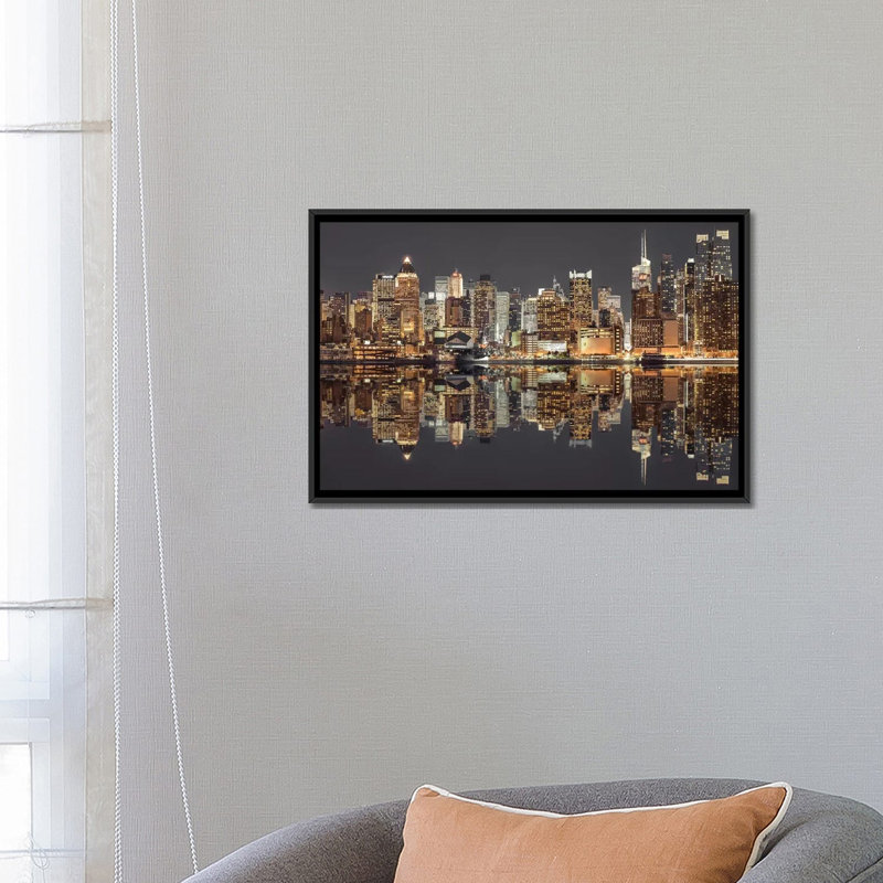 «New York V», impression sur toile, H 18 po x l 26 po x P 1,5 po, Toile avec cadre noir, Pas de tapis