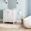 Meuble-lavabo autoportant de 30 po avec lavabo, comptoir en marbre d'ingénierie Carrara, lavabo en céramique encastré et porte de rangement à fermeture en douceur-116332741