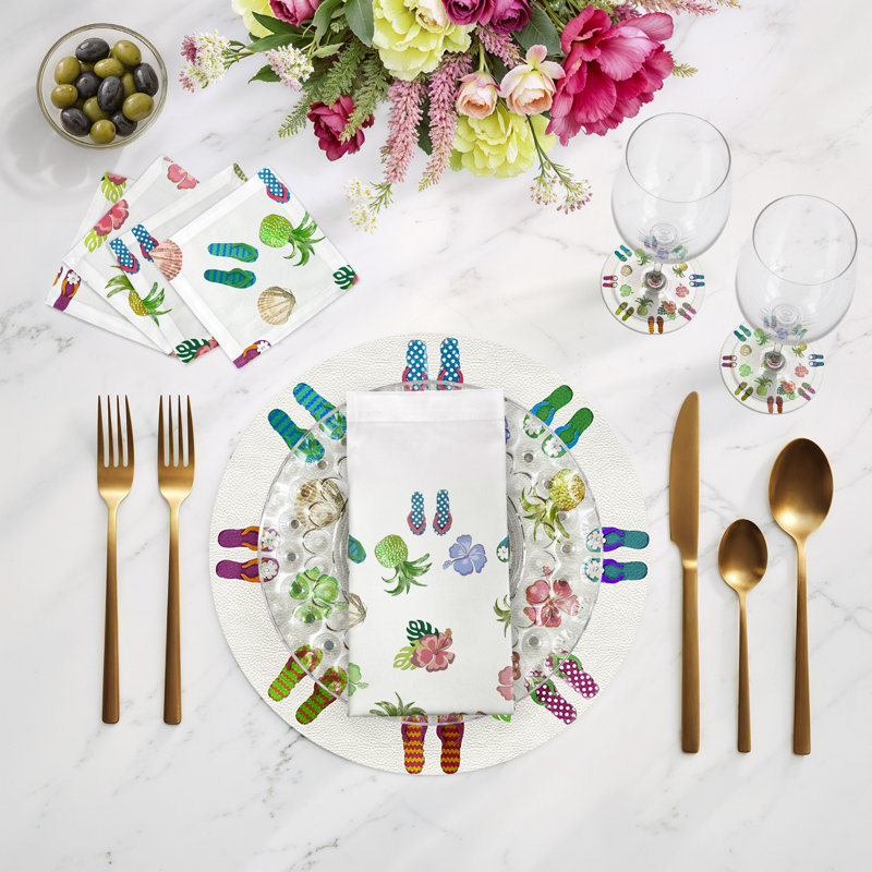 Hiver en serviettes de table en satin de coton en Floride, Blanc