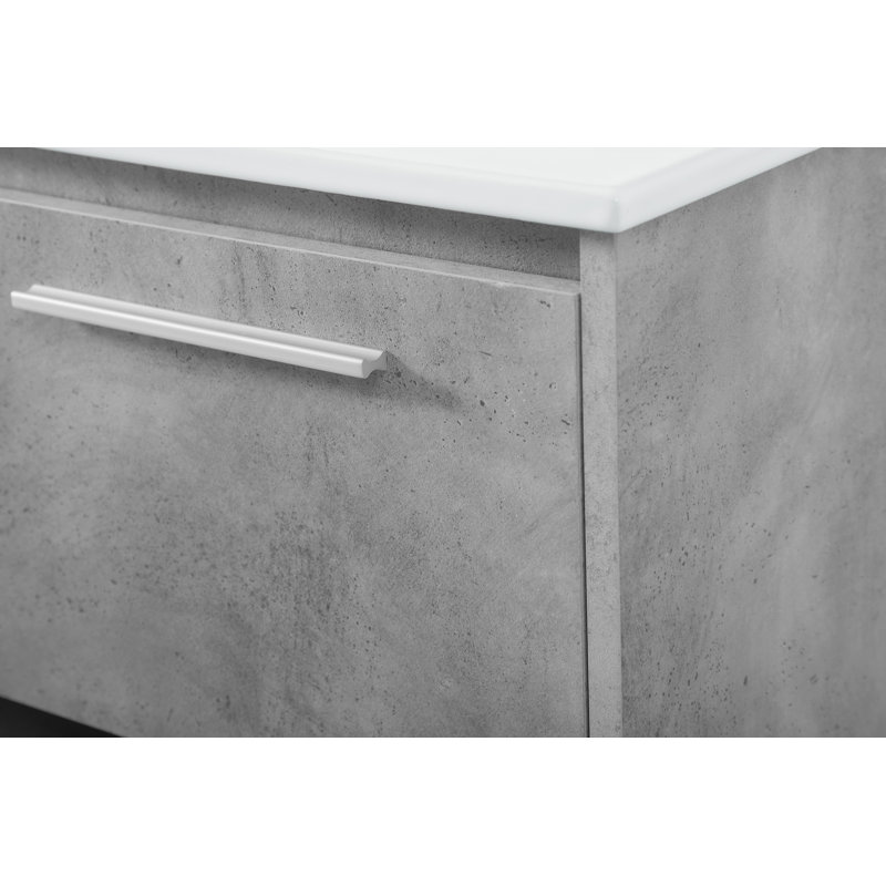 Ensemble de meuble-lavabo mural simple 48 po Kasper, Gris béton