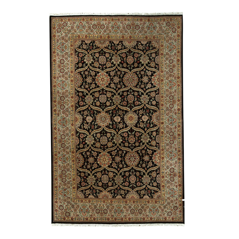 Wool Oriental Area Rug in Black/Yellow/Red