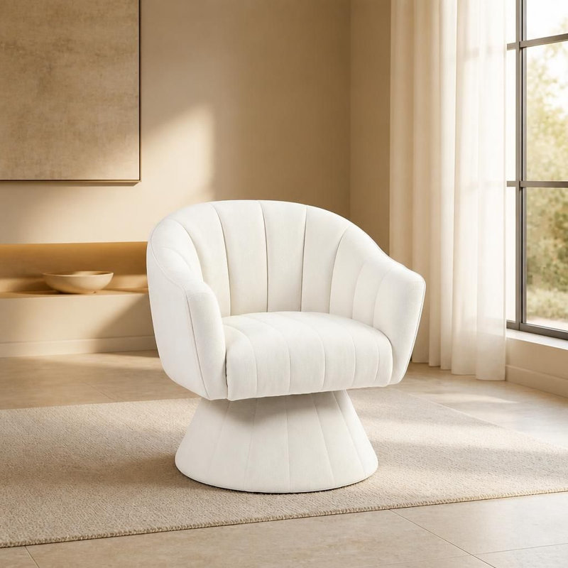 Fauteuil d'appoint moderne pivotant à 360 degrés, fauteuil demi-tonneau capitonné et méridienne rembourrée rotative