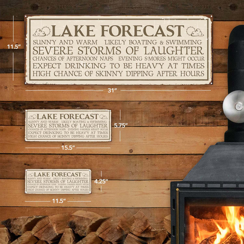 «Lake Forecast Metal Sign» sur métal, H 5,75 po x l 15,5 po
