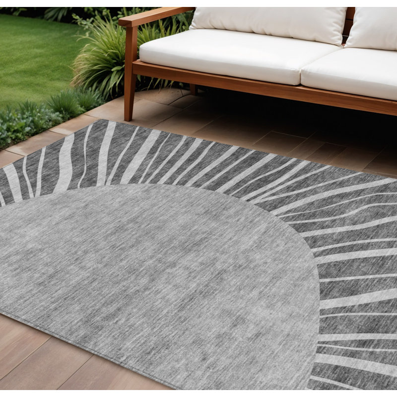 Tapis intérieur lavable abstrait 8 pi x 10 pi gris