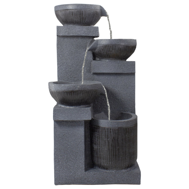 Fontaine d'extérieur à cascade à 4 niveaux 23 "DEL