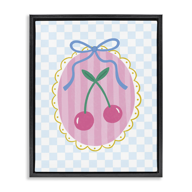  "Sweet Cherries" sur toile à carreaux par Nina Seven, H 31 po x l 25 po, Cadre flottant noir de jais