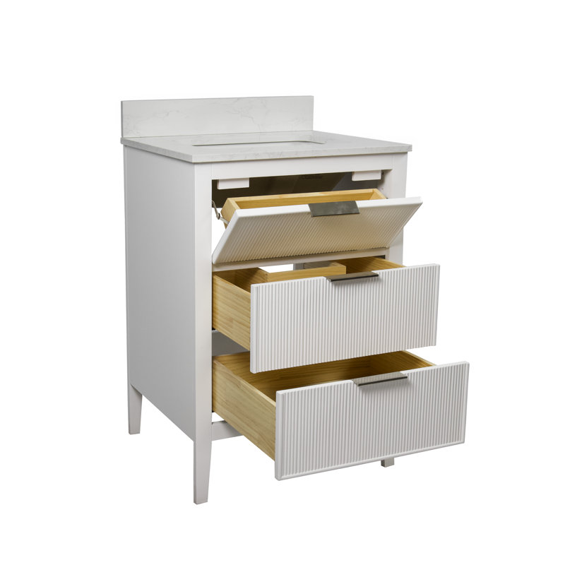 Meuble-lavabo Evelyn, Blanc / nickel brossé, 24"