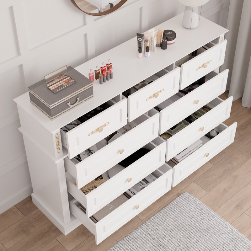 Large Dresser With 9 Drawers, White