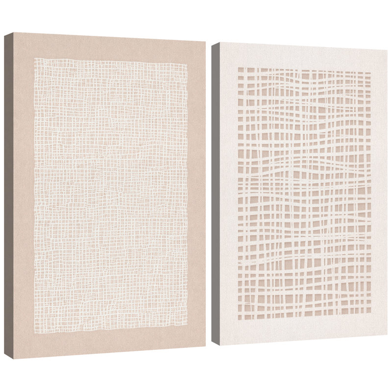 «Neutral Abstract Grid», reproduction de giclée sur toile encadrée 2 pièces, Toile tendue, H 36 po x l 48 po x P 1,5 po