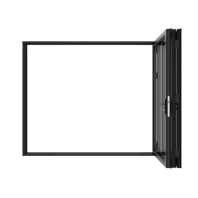 Porte de patio pliante en aluminium à 3 panneaux et largeur 108 po KaMic VersaFold avec verre à argon Low-E, Noir