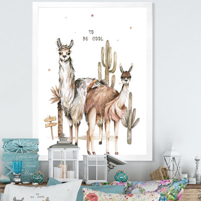 Adorable dessin de lama mignon pour enfants - art mural traditionnel sur toile