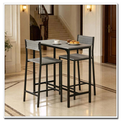 Ensemble de table de bar et tabourets 3 pièces à hauteur de comptoir