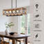 Luminaire suspendu style maison de campagne, luminaire en bois noir à hauteur réglable 5 lumières pour îlot de cuisine, salle à manger, table de billard, éclairage rustique moderne