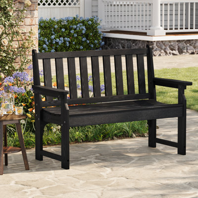 Banc en bois robuste résistant aux intempéries en polyéthylène pour 2 à 800 lb - Siège de jardin et de patio durable - Idéal pour la pelouse et la cour