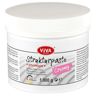 Viva Decor Textured Paste Premium Creamy (1000 G, White) Matte, Impasto Paste In Artist Quality, Colourable, Water-based For Relief Surface Texture