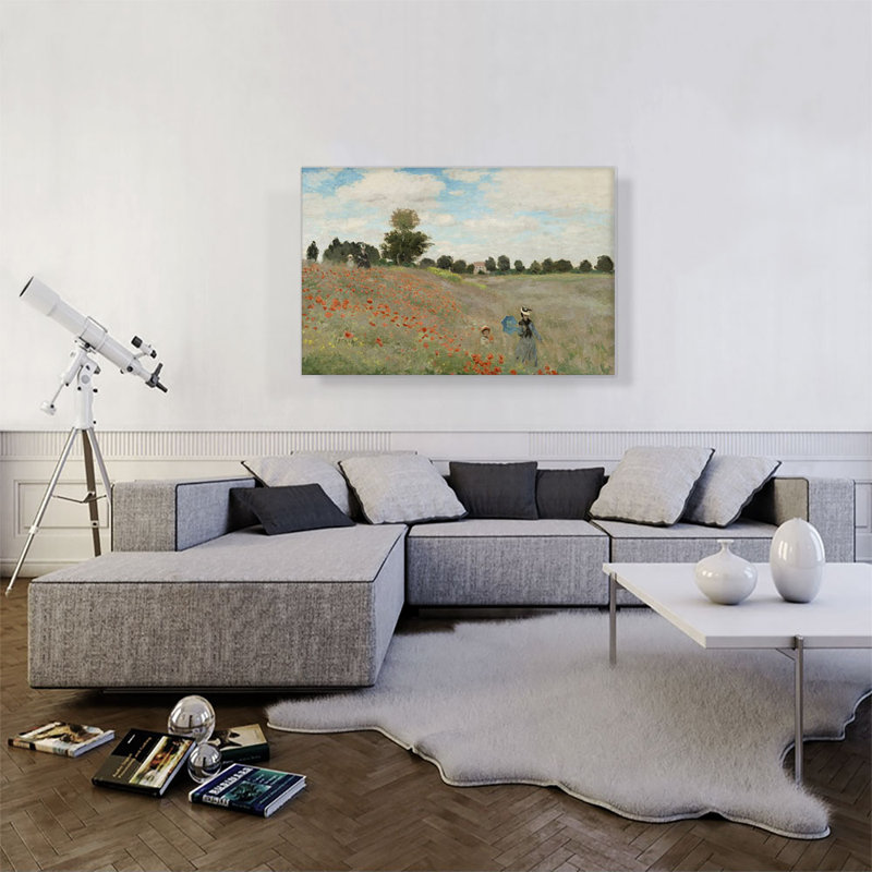 «Poppy Field 1873» par Claude Monet, reproduction d'art sur toile tendue, H 26 po x l 40 po x 1,5 po