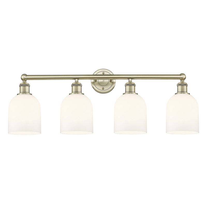 Odaniel 4 - Light Dimmable Vanity Light, Gloss White, Antique Brass
