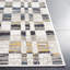Tapis géométrique ivoire / bleu marine en jute tissé à la machine-393214804