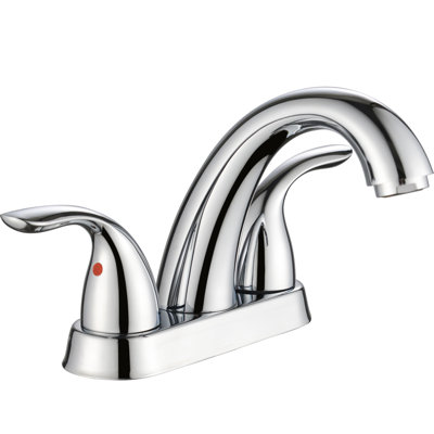 Robinet de salle de bain, 2, robinet à arc moyen 5,45 po, teinture, valve à cartouche, robinet de pont moderne, 2 poignées, acier inoxydable