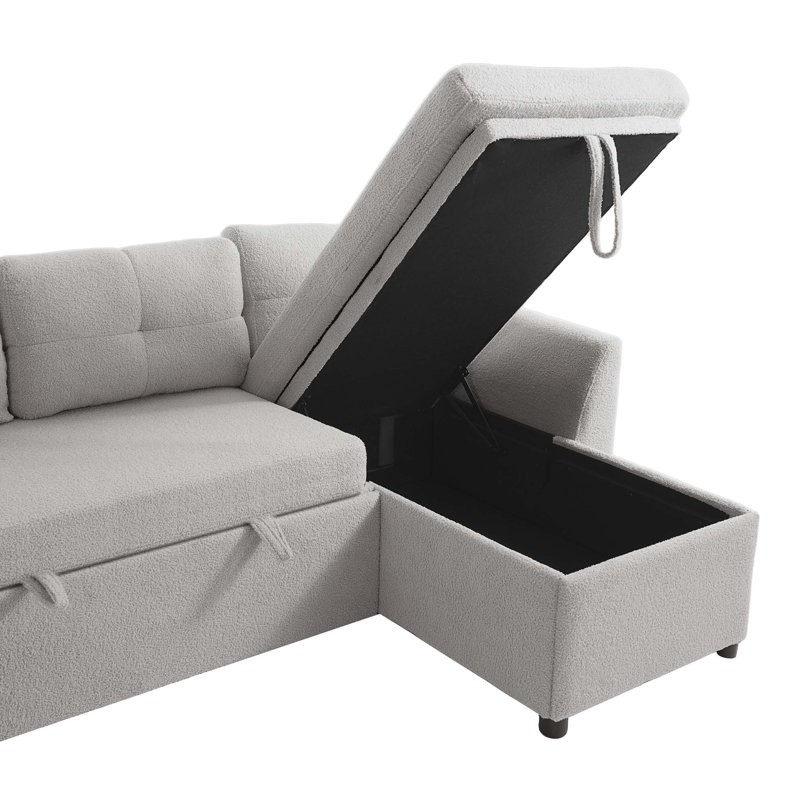 Canapé-lit modulaire moderne avec rangement caché et ports USB, Grey