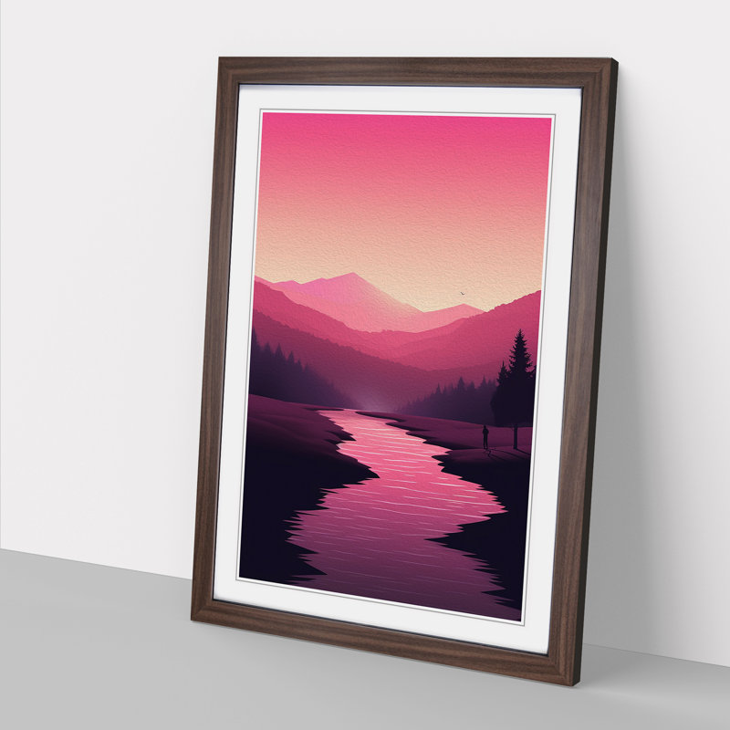 Stream Minimalism - Framed Print, 46" H x 34" W x 2" D, Walnut