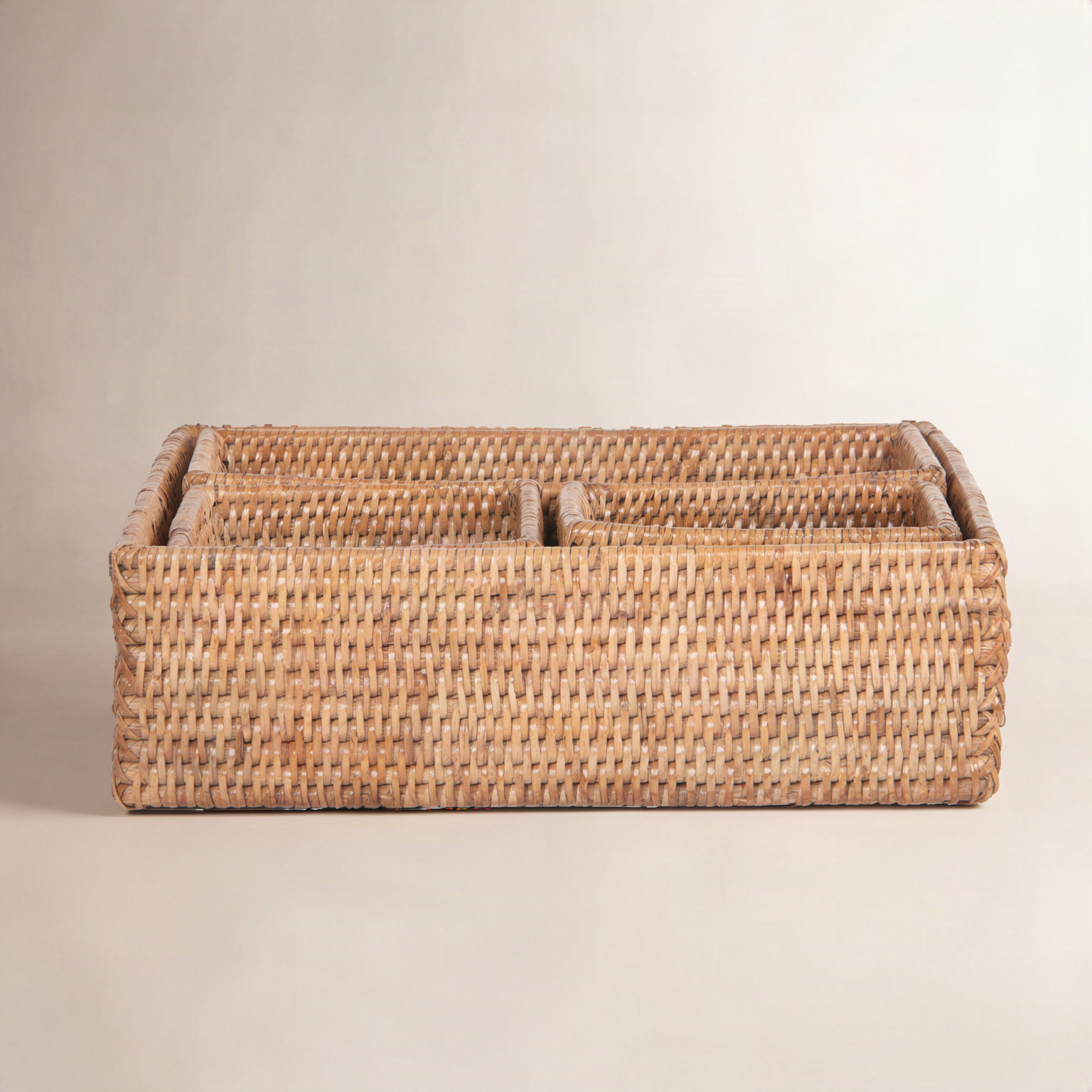 Bohi La Jolla Rattan 4-Piece Desk Organizer, Brown