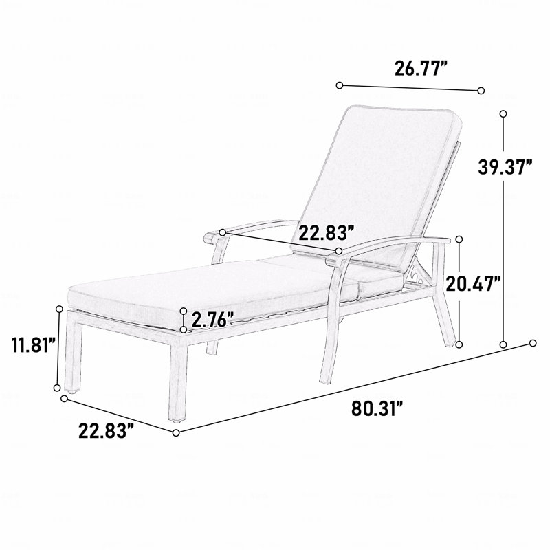 Chaise longue d'extérieur, fonte d'aluminium, Gris, Gris
