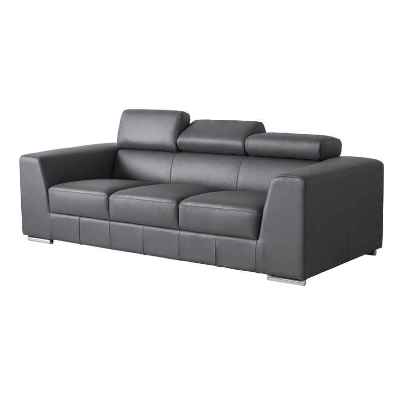 Icon Upholstered 87'' Sofa, Dark Grey Genuine Leather