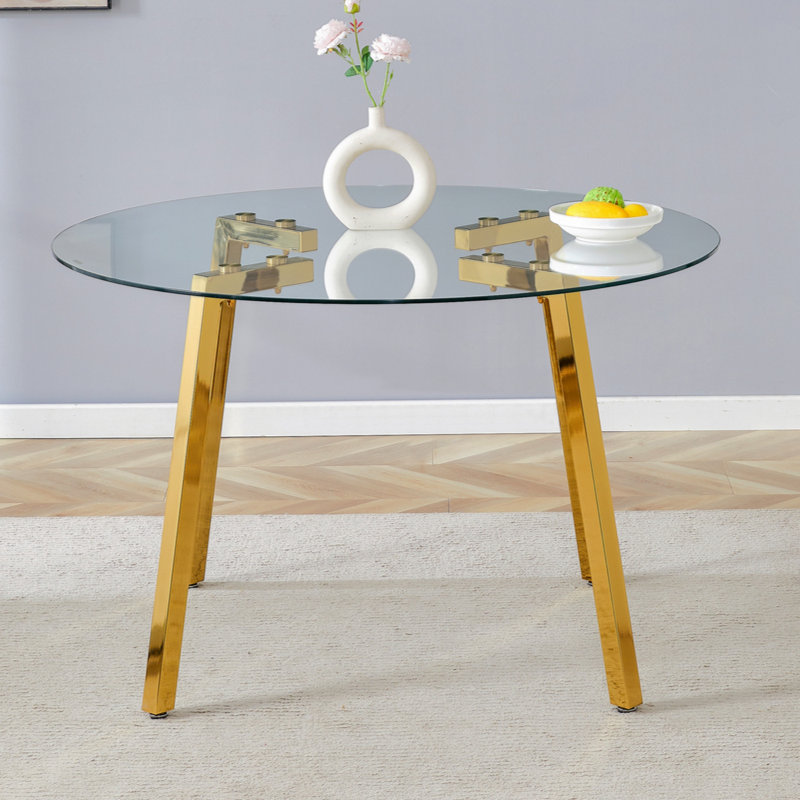Table de salle à manger Modern, Doré, H 29,5 po x l 47,3 po x P 47,3 po