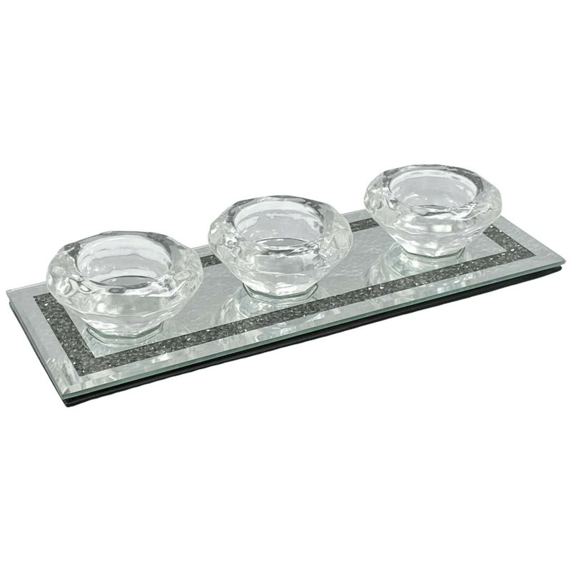 Glass Tabletop Tealight Holder, Clear