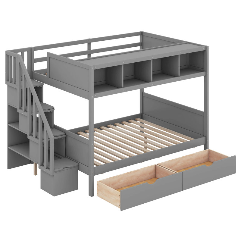 Lit superposé simple au dessus d'un lit double Imbi Kids, gris