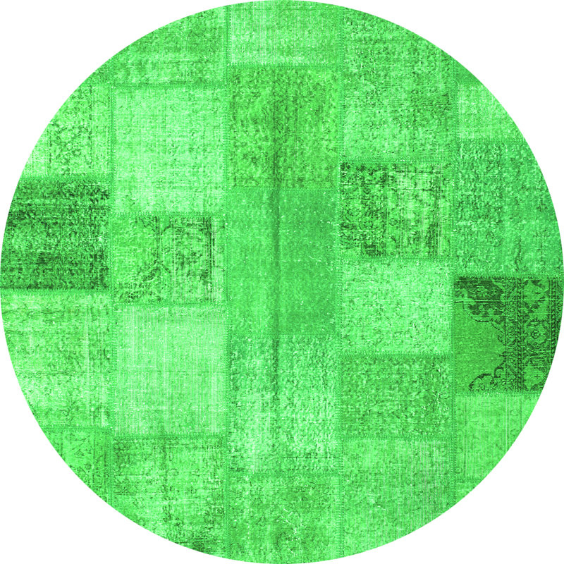 Tapis contemporains verts 944 lavables à la machine, Rond 6 pi