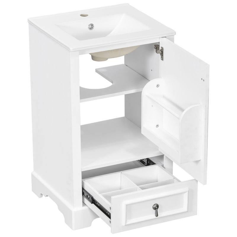 Meuble-lavabo 20 po avec lavabo en céramique, Blanc