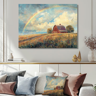 Rainbow Over The Farmhouse II - Rainbow Large, art mural