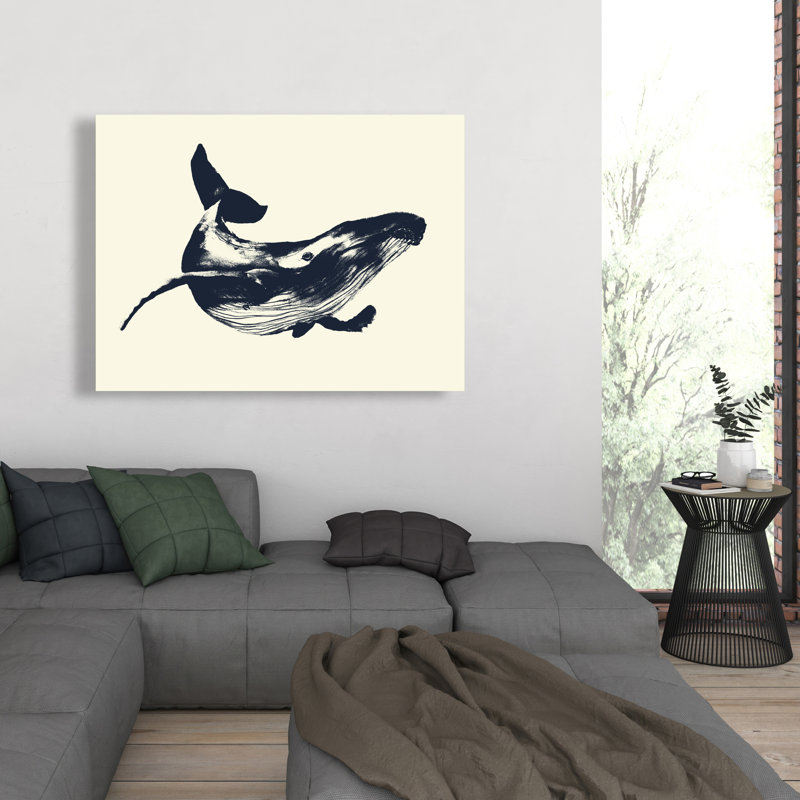 Croquis de baleine bleue - décor de toile de salle de bain animaux aquatiques