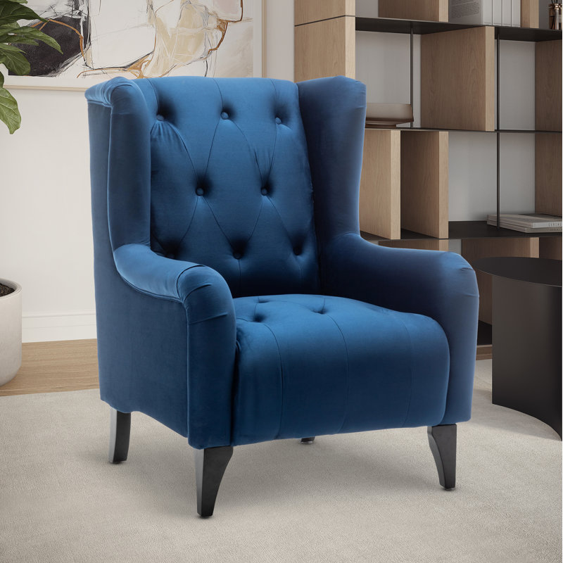 Negaunee Upholstered Wingback Chair, Blue
