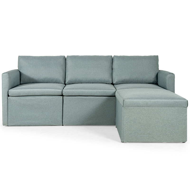 Upholstered L-Shaped Sectional Reversible, Green