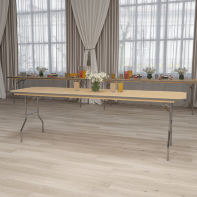Table rectangulaire pliante en bois avec bordures en métal Marcott