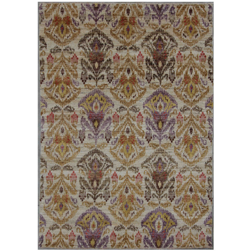 Geometric Hand Knotted Area Rug, Rectangle 120 x 171cm