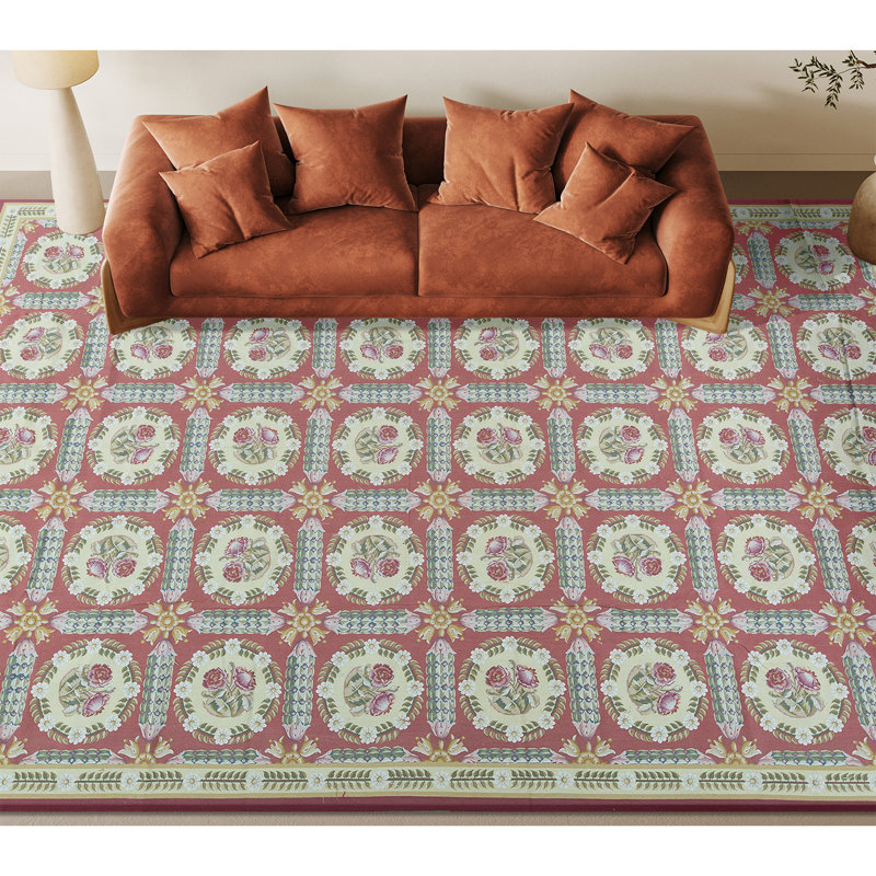 Hand-Knotted High-Quality Red and Beige Area Rug