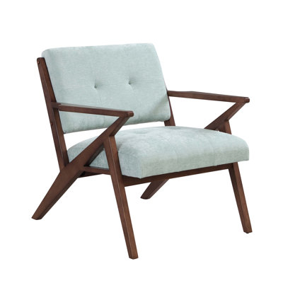 Mid-Century Modern Accent Chair with Plush Cushions - 30" Solid Wood Frame with Angled Arms for Living Room