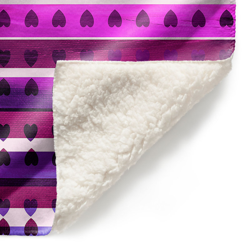 Couverture sherpa douce mauve love love, l 51 po x L 60 po