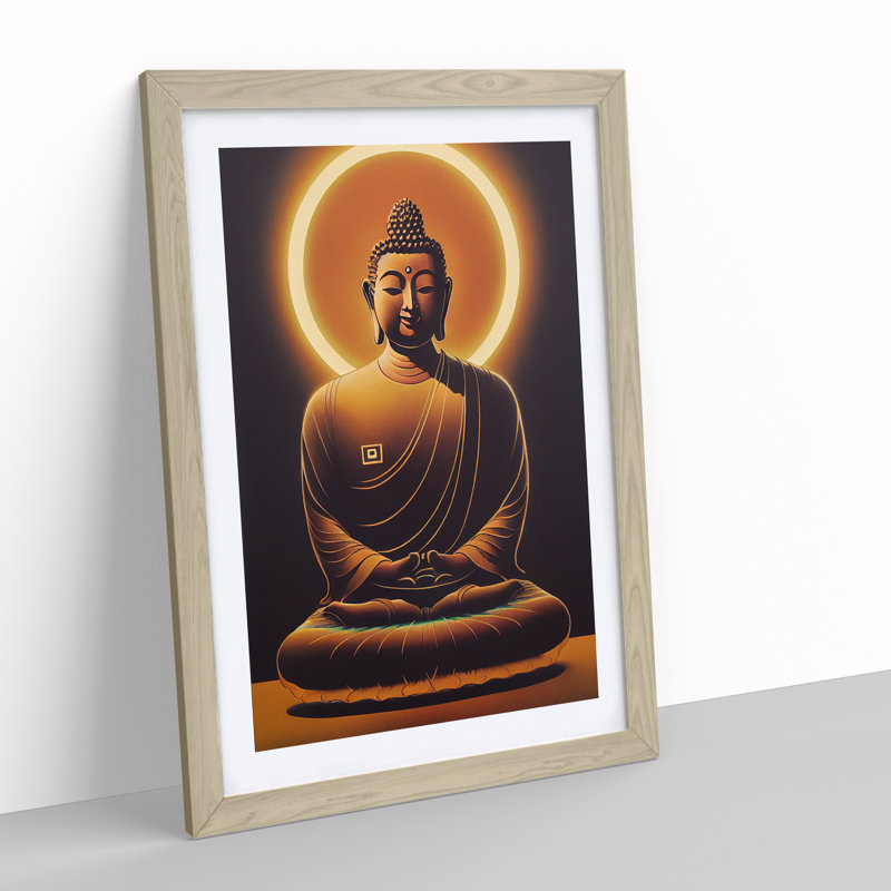 Honest Buddha 1 Piece Single Picture Frame Wall Art, 46cm H x 34cm W x 2cm D, Oak