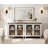 75" Mid-Century Modern TV Stand, Wooden Console Table With Storage Cabinet For Living Room & Bedroom, Kitchen Sideboard Buffet With Glass Doors For Dining Room, Rustic White