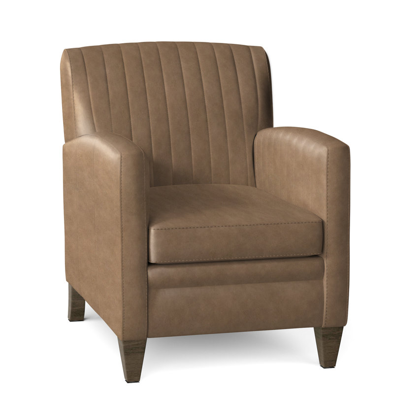 Barnabus Leather Club Chair, Aline Fumo Genuine Leather, Cobblestone