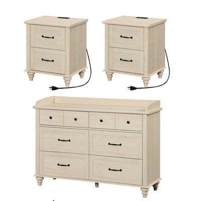 Locklin 3-Piece Wood Dresser and Nightstand Set